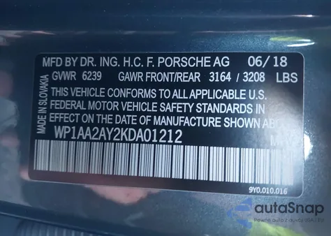 2019 Porsche Cayenne z USA, uszkodzony, nr VIN WP1AA2AY2KDA01212